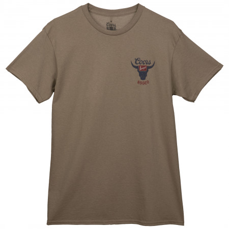 Coors Banquet Rodeo Logo Distressed Front and Back Tan T-Shirt